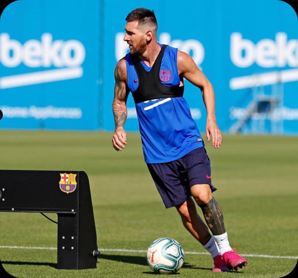 Lionel Messi training with Elite Skills Arena technology at FC Barcelona